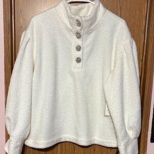 Elegant Cream Button-Up Women's Turtleneck Sweater